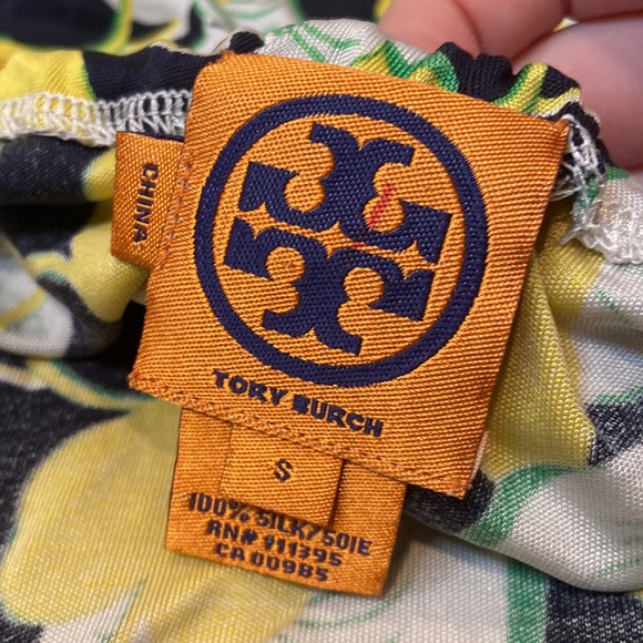 Tory Burch Navy Leaf Printed Tank Top 100% Silk - Picture 4 of 4